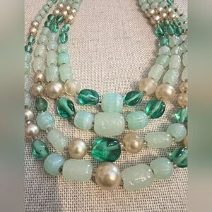 1950s Vintage Four-strand GLASS Beaded Necklace JAPAN